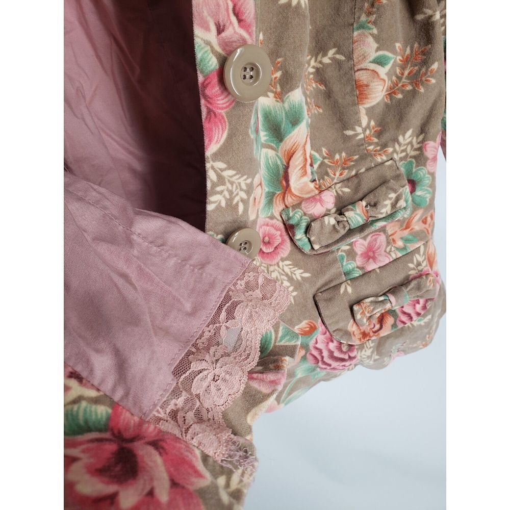 Intuitions Womens European Jacket Size‎ 4 Floral Bow Pockets Collared Lined Pink - Picture 8 of 12